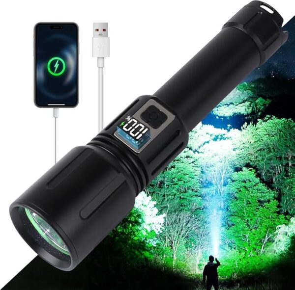 Rechargeable 4500mAh Tactical Flashlight LED High Lumens with 5 Modes, Powerful & USB Super Bright Waterproof for Camping Emergencies - Image 2