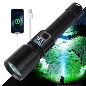 Rechargeable 4500mAh Tactical Flashlight LED High Lumens with 5 Modes, Powerful & USB Super Bright Waterproof for Camping Emergencies