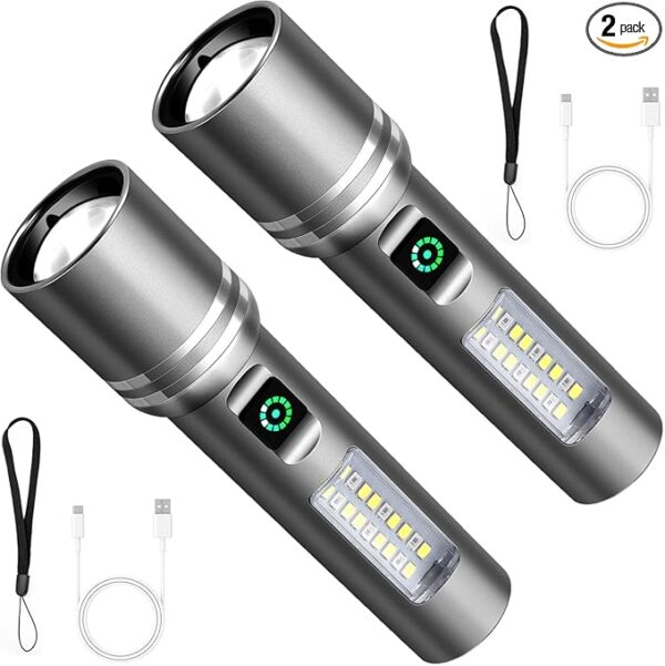 Flashlight High Lumens Rechargeable, 3000 Lumen Super Bright Led Flashlights with 6 Light Modes, IPX6 Waterproof, Powerful Handheld Flash Light for Camping Home Emergencies ï¼2 Packï¼ - Image 2