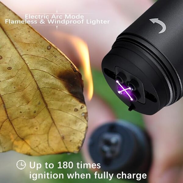 Portable EDC Bright Tactical Flashlight with Lighter Alarmï¼Powerful 500 Lumen,150m Throw, USB C 5v Small Rechargeable Travel Torch for Walking Camping Fishing Riding Emergency Pocket LED Flash Light - Image 4