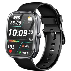 Smart Watches for Women Men, 1.83" HD Smartwatch with 120 Sports Modes, Heart Rate/Sleep Monitor, IP67 Waterproof, Bluetooth Call & Music Control for iPhone/Android - Black