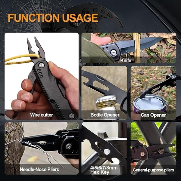 15 in 1 Multitool Hammer Multi Tool Survival Gear Multitool for Menï¼Survival Tools Camping Accessories With Knife,Pliers,Nail Puller,Screwdriver,Saw,Bottle Opener,Present for Husband,Dad,Grandpa - Image 4