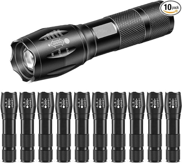 10 Pack LED Flashlight, Bright Powerful Flash Light with 5 Lighting Modes, Small Zoomable Tactical Flashlights High Lumens, Waterproof EDC Flashlights for Home, Camping, Emergency - Image 2