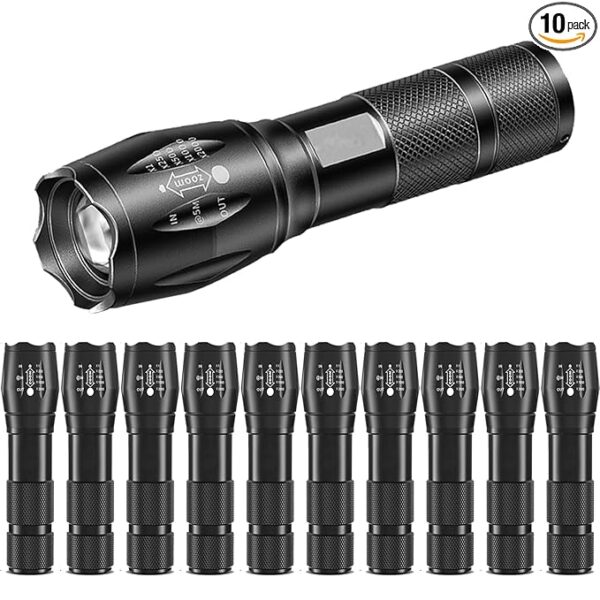 10 Pack LED Flashlight, Bright Powerful Flash Light with 5 Lighting Modes, Small Zoomable Tactical Flashlights High Lumens, Waterproof EDC Flashlights for Home, Camping, Emergency