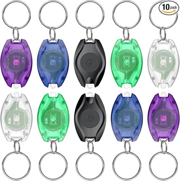 Uniclife 10 Pack LED Keychain Flashlight Mini LED Keychain Light 14 Lumen Portable Ultra Bright Battery Powered Key Ring Torch for Outdoor Camping Hiking and Emergency Lighting, 5 Colors of Shells - Image 2