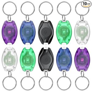 Uniclife 10 Pack LED Keychain Flashlight Mini LED Keychain Light 14 Lumen Portable Ultra Bright Battery Powered Key Ring Torch for Outdoor Camping Hiking and Emergency Lighting, 5 Colors of Shells