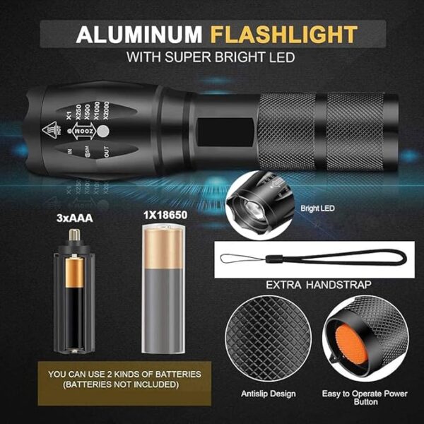LED Flashlights 10 Pack, Bright Tactical Flashlight High Lumens with 5 Modes, Waterproof Zoomable Flash Light, Portable Torch for Camping Hiking Outdoor Home Emergency - Image 4