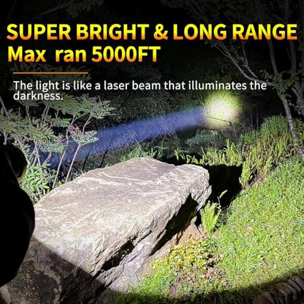 1800LM Rechargeable Spotlight 13600mAh Spotlight Flashlight 80H Long Lasting IP67 Waterproof 3 Modes Spot Light for Outdoor Camping Home Emergency - Image 4