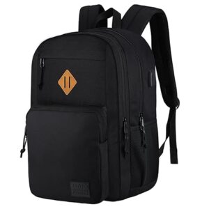 KEOFID Travel backpack for Men and Women, Anti Theft Laptop Backpack with USB Charging Port for Work, Large Bag for College, Water Resistent(Black)