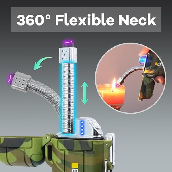 Luxgaze 2 Pack Waterproof Lighter Outdoor Electric Torch Lighters Flexible Neck Rechargeable Arc Lighters Butane Lighter Flameless Plasmafor Camping Hiking Adventure Survival Tactical Gear - Image 3