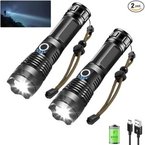 Rechargeable Flashlights High Lumens LED,Home Outdoor Emergency Powerful Flash Light Power Super Bright Torch Camping Hiking