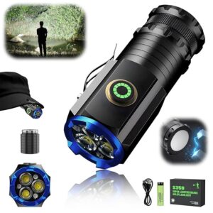 OneNine High Powered Torches, Mini Portable Type-C Rechargeable Super Bright LED Torch Lamp Flashlight, Mini Flashlight with Pocket Clip, Flashlight for Power Cuts, Camping, Hiking, Emergency (S450X)