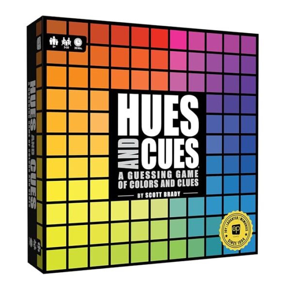 HUES and CUES - Vibrant Color Guessing Board Game for 3-10 Players Ages 8+, Connect Clues and Guess from 480 Color Squares