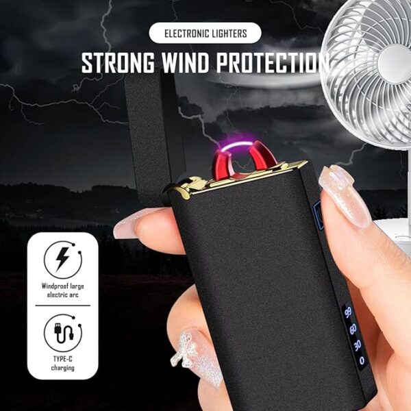 SKRFIRE Flameless Arc Lighter â USB Rechargeable, Windproof Plasma Electric Torch with Multi-Mode Flashlight & Power Display, Best for Outdoor Camping, Tactical & Emergency Useï¼Matte Blackï¼ - Image 3