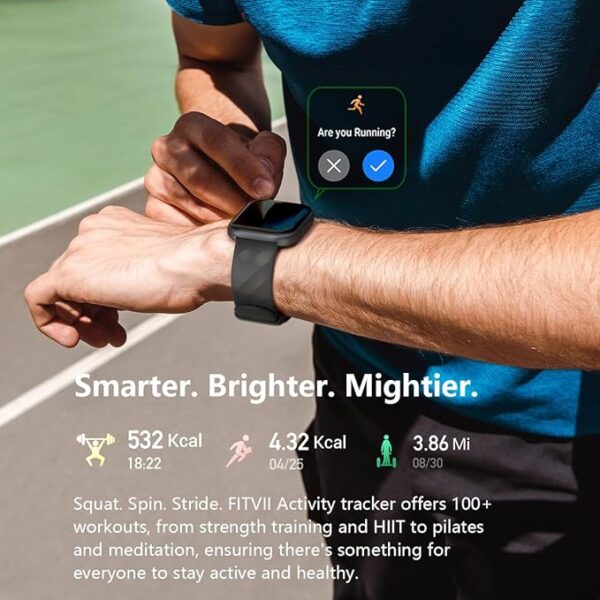 FITVII Health & Fitness Tracker (Answer/Make Calls), Smart Watch with 24/7 Heart Rate and Blood Pressure, Sleep Tracking, Blood Oxygen Monitor, 120+ Sport Modes Activity Tracker for Women Men - Image 7