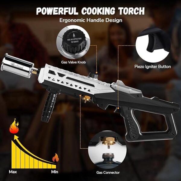 Powerful Grill Torch Gun | Propane Torch Gun, Adjustable Flamethrower | Blowtorch for BBQ, Camping, Charcoal Lighter & Fire Starter, 800,000BTU - Image 3