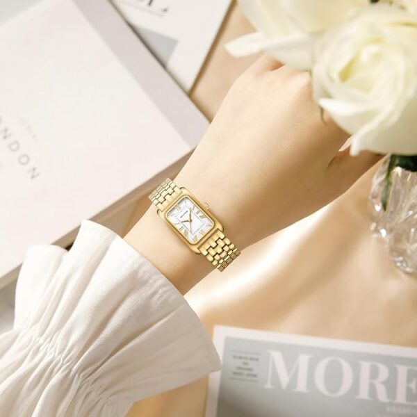Watches for Women Vintage Bracelet Roman Dial Rectangular Case Gold Watch Waterproof with Tools - Image 8
