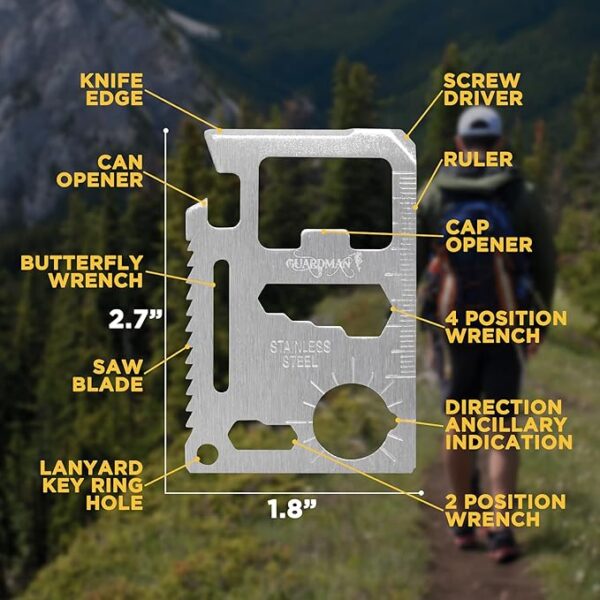 GUARDMAN 11-in-1 Survival Credit Card Multitool â Fathers Day Stocking Stuffer Christmas Gift - Multipurpose Tactical Wallet Tool With Bottle Opener, Survival Knife For Men Birthday Dad - Image 3