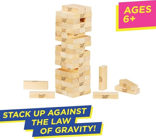 Jenga Game | The Original Wood Block Game with Genuine Hardwood Blocks | Stacking Tower Game | Ages 6+ | 1 or More Players | Party Games for Kids | Family Games - Image 3