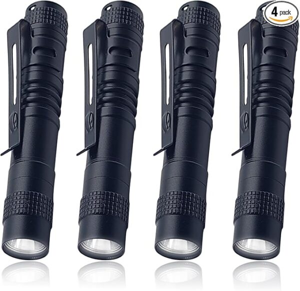 Mini LED Pen Light Flashlight, High Lumens Pocket Torch with Clip, Portable for Camping, Emergency, Inspection, Gifts for Dad and Husband,4-Pack - Image 2