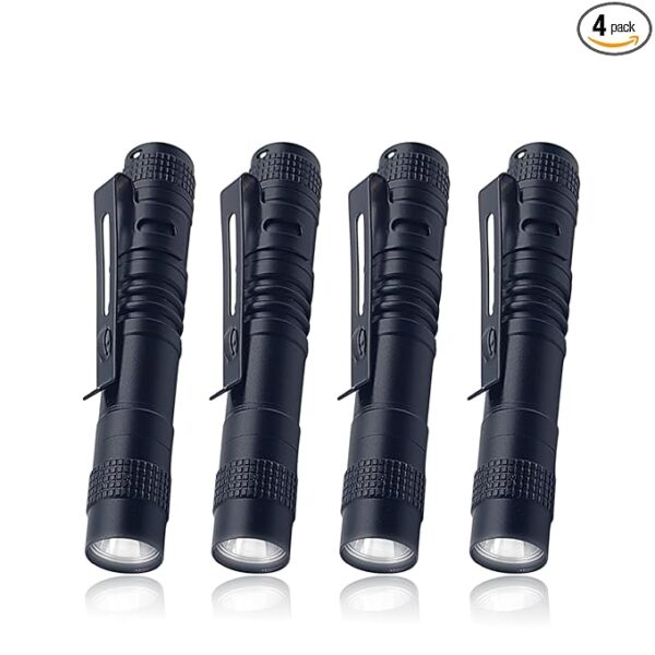 Mini LED Pen Light Flashlight, High Lumens Pocket Torch with Clip, Portable for Camping, Emergency, Inspection, Gifts for Dad and Husband,4-Pack
