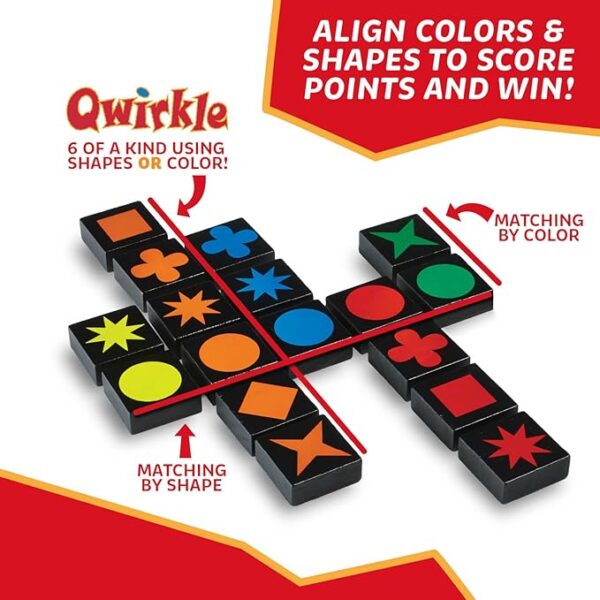 Qwirkle Board Game - Strategy Game for 2-4 Players Ages 6+ - Deluxe with Trays - Image 4