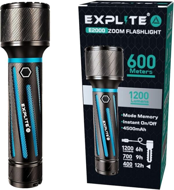 Rechargeable Flashlights High Lumens, USB-C LED Flashlight, Powerful Handheld Portable Flashlight, Super Power Bright Compact Flash Light Torch for Emergency, Camping, Survival, Travel,Hiking - Image 2