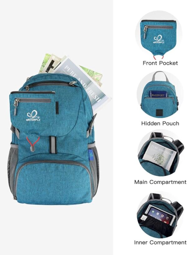 WATERFLY Small Lightweight Packable Backpack: 20l Ultra Light Foldable Travel Hiking Camping Daypack Day Pack for Man Woman - Image 5