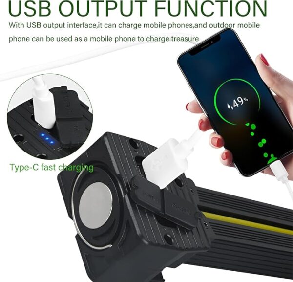 Portable LED Camping Light â Rechargeable Work Light with Magnet & Hanging Hook, for Gym Posing, Reading,Emergency Use, Magnet LED Flashlight & Power Bank (1PC) - Image 5