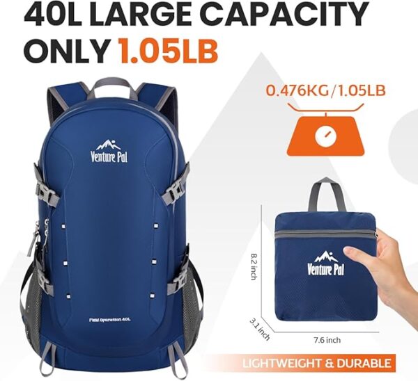 Venture Pal 40L Lightweight Packable Travel Hiking Backpack Daypack - Image 6