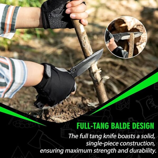 ZENHOSIT Survival Hatchet & Camping Axe with Fixed Blade Knife Combo Set, Full Tang Tactical Axe for Outdoor Camping Survival and Chopping Wood, Nylon Sheath Included - Image 6