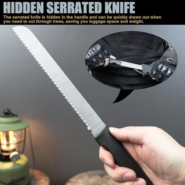 DOOM BLADE Camping Hand Axe with Sheath and Survival Gear - Lightweight Hatchet with Nested Serrated Wood Saw Knife and Magnesium Fire Starter Tools - Image 5