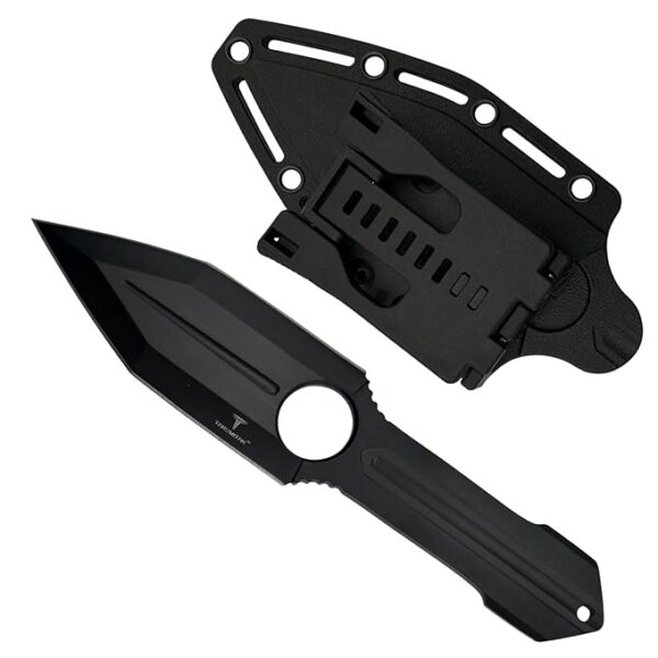 Hunting Survival Knife 9" Full Tang Fixed Blade Knives Camping Gear with Extra Set of FRN Sheath, MOLLE Clip Horizontal and Vertical Carry - TKF314