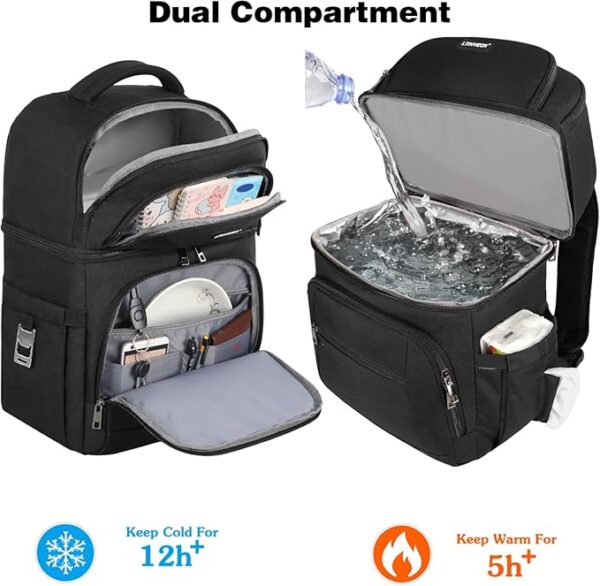 Cooler Backpack,Insulated Backpack Cooler Leakproof Double Deck Cooler Bag for Men Women RFID Lunch Backpack - Image 3