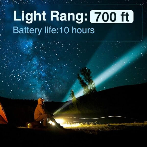 Delxo 2 Pack Tactical Flashlight, Rechargeable Flashlights,Waterproof Handheld Solar Powered Patriot Flashlights with LED Flash Light 2400mAh Battery for Emergency,Camping,Survival Gear,Road Trip - Image 3
