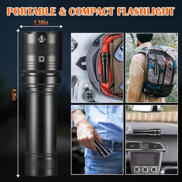 3Pack Rechargeable Flashlights, Tactical Flashlight High Lumens, Super Bright Flashlight, Mini Small Flashlights Powerful, LED Linterna Recargable, Pocket Handheld LED Flash Light for Home Emergency - Image 6