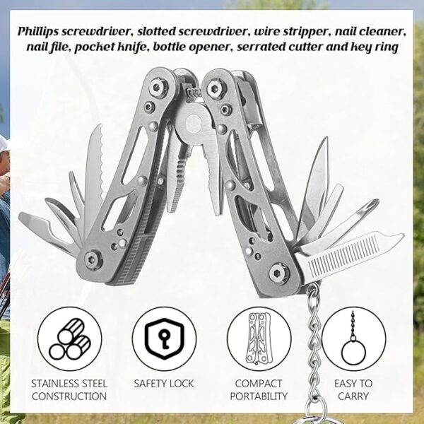 Lasnten 6 Pack Small Multitool Pliers Gift for Men Stainless Steel Multitool Mini Pliers Foldable Knife, Bottle Opener, Screwdriver Apply to Survival, Camping, Hunting Dad Gifts for Father's Day - Image 4
