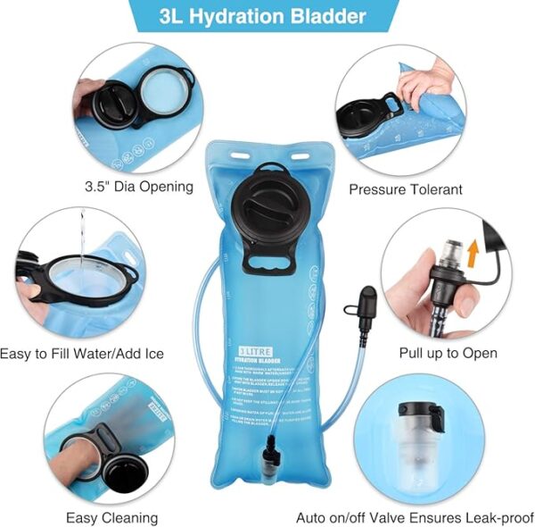 NOOLA Hydration Backpack with 3L TPU Water Bladder, Tactical Molle Water Backpack for Men Women, Hydration Pack for Hiking, Biking, Running and Climbing - Image 3