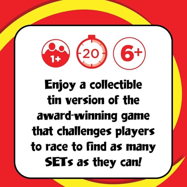 SET Card Games for Kids - Collectors Tin, Matching Game, Learning Games, Fun Family Games, Game Night, Travel Games, Memory Game, Learning Game, Multi-Player Card Game of Visual Perception, Ages 6+ - Image 4