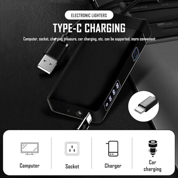 SKRFIRE Flameless Arc Lighter â USB Rechargeable, Windproof Plasma Electric Torch with Multi-Mode Flashlight & Power Display, Best for Outdoor Camping, Tactical & Emergency Useï¼Matte Blackï¼ - Image 5