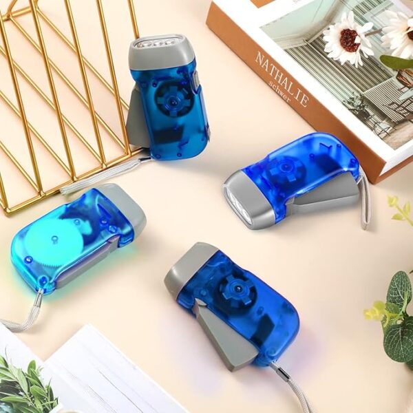 8 Pack Hand Crank Flashlight 3 LED Hand Press Torch No Battery Flashlight Powerful Emergency Safety Tool Required for Camping, Hiking, Outdoor Survival Sports and Home Power Outage(Blue) - Image 5