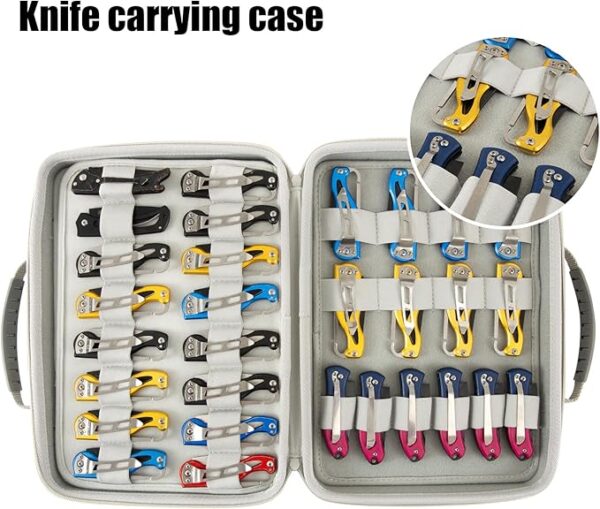 Pocket Knife Display Case,Knife Case,Knife Storage,62 Slots Folding Knife Holder Organizer,Butterfly Pocket Knife Carrier,Knives Collection Protector For Survival Tactical Outdoor EDC Mini Knife - Image 4