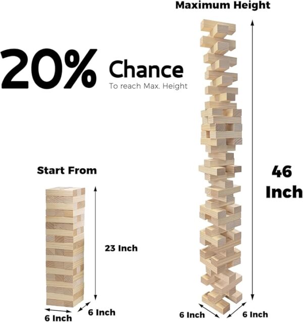 SPORT BEATS Outdoor Games Large Tower Game 54 Blocks Stacking Game Includes Carry Bag - Image 3