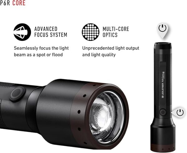 Ledlenser P6R Core Recharable Flashlight, High Power LED, 900 Lumens, Waterproof Light for Home and Emergency Use, Advanced Focus System - Image 4