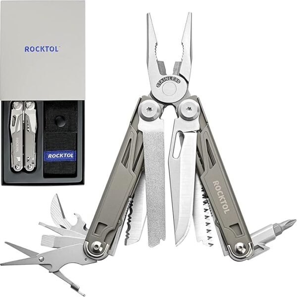 Multitool,19-in-1 Multitool Pliers with Titanium-plated Handle, Safety Locking, Lightweight EDC Tool and Nylon Sheath for Men,Outdoor Survival,Hiking,Camping - Image 2