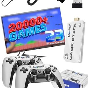 GameNext 2025 New Retro Game Console, Nostalgia Gaming Stick, Classic Video Games with 4K HDMI, 20,000+ Games and 23 Emulators, Upgraded Dual 2.4G Wireless Controllers 64GB