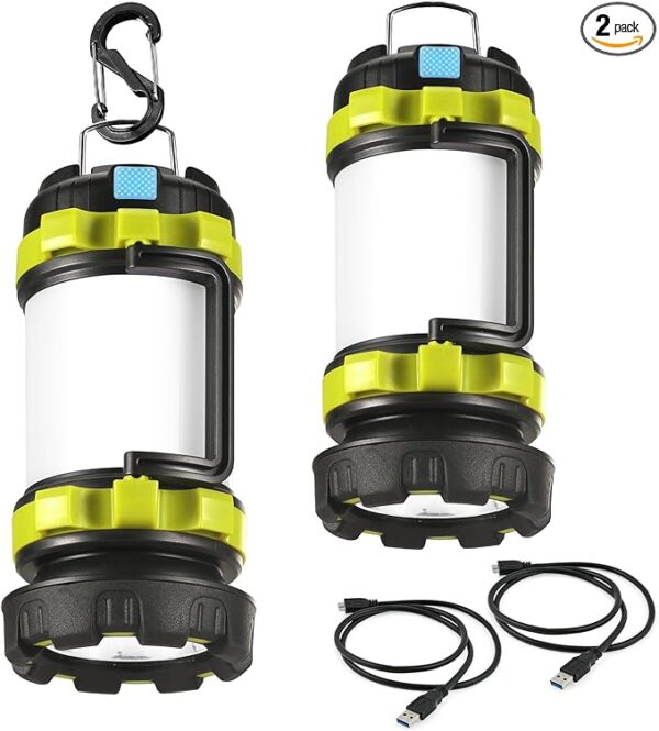 2 Pack LED Camping Lantern Flashlight Rechargeable, Consciot Portable Torch with 6 Light Modes, 3600mAh Power Bank, IPX4 Waterproof, USB C, Camping Lights for Hurricane, Emergency, Survival Kits - Image 2