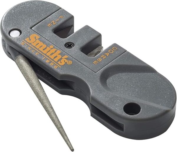 Smith's PP1 Pocket Pal Knife Sharpener Preset Carbide & Ceramic Stone Sharpeners Fold-Out Diamond Coated Rod Outdoor Hunting Knife & Hook Sharpener, Handheld, Compact, Lightweight, Multiuse - Image 2