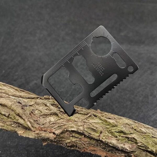 Survival Credit Card Multitool, 11 in 1 Beer Opener Survival Card Tool,Wallet Multitools Card Perfect for Fathers Men Gadgets Stocking Stuffers for Men (12 PCS) (Black) - Image 3