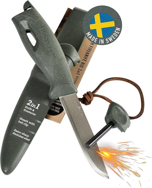 Light My Fire Knife 3.5-in Fixed Blade Survival & Camping Knife with Sheath, Magnesium Flint Fire Starter 3,000 Strikes - Image 2
